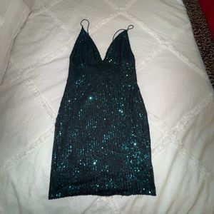 sequin blue/ green fashion nova mini dress